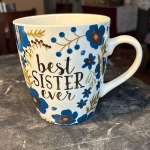 Threshold Blue and Gold Floral Mug - Best Sister Ever